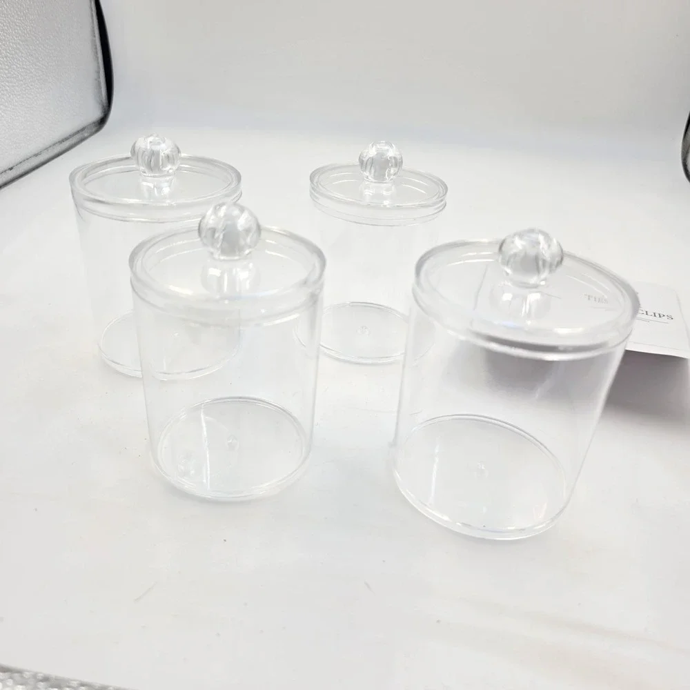 MHDCLY 4 Pack Bathroom Organizer Clear Apothecary Jars Vanity Storage L4
